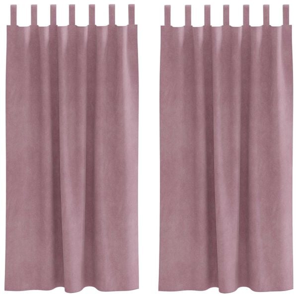vidaXL Κουρτίνες με κουρτίνες 2 pcs Σκούρο Ροζ 140 x 175 cm Βελούδο