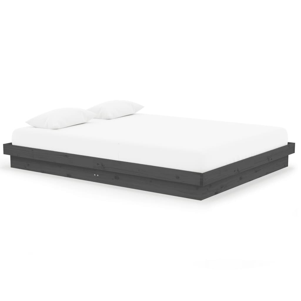 vidaXL Πλαίσιο Κρεβατιού Γκρι 150 x 200 εκ. Μασίφ Ξύλο King Size