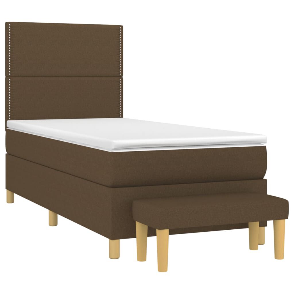 vidaXL Κρεβάτι Boxspring με Στρώμα Σκούρο Καφέ 80x200 εκ. Υφασμάτινο