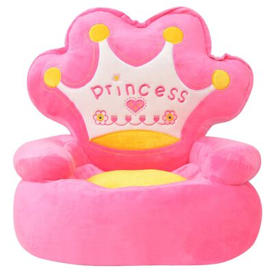 vidaXL Πολυθρόνα Παιδική «Πριγκίπισσα» Ροζ Λούτρινη