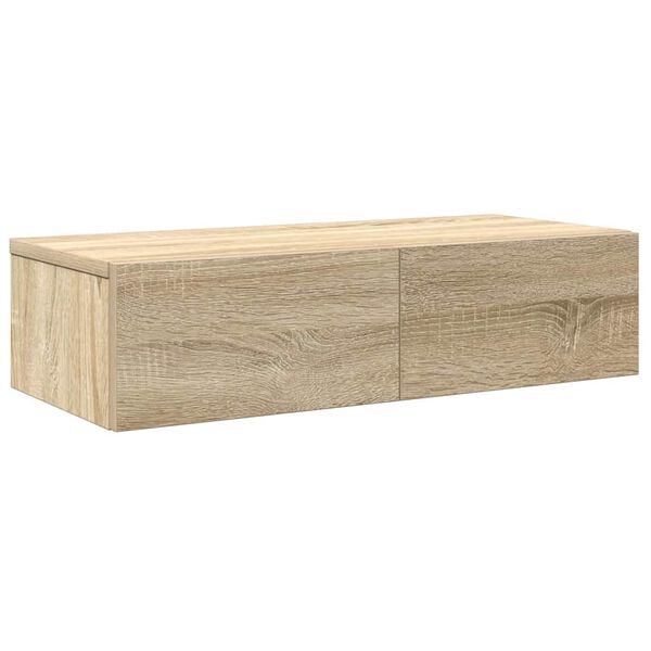 vidaXL Ράφι τοίχου με συρτάρια Δρυς sonoma 60x26,5x15 cm