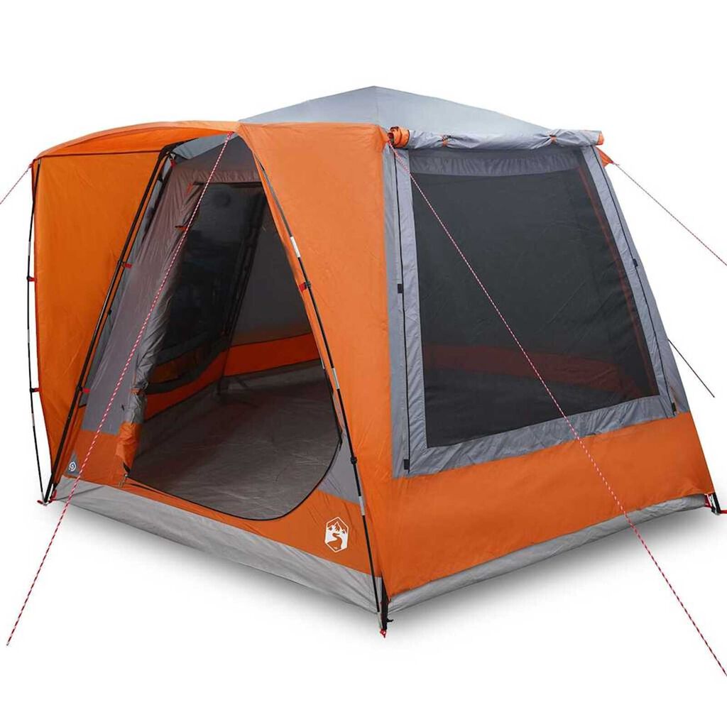 vidaXL Σκηνή Camping Γκρι και πορτοκαλί 420 x 420 x 227 εκ Πολυεστέρας