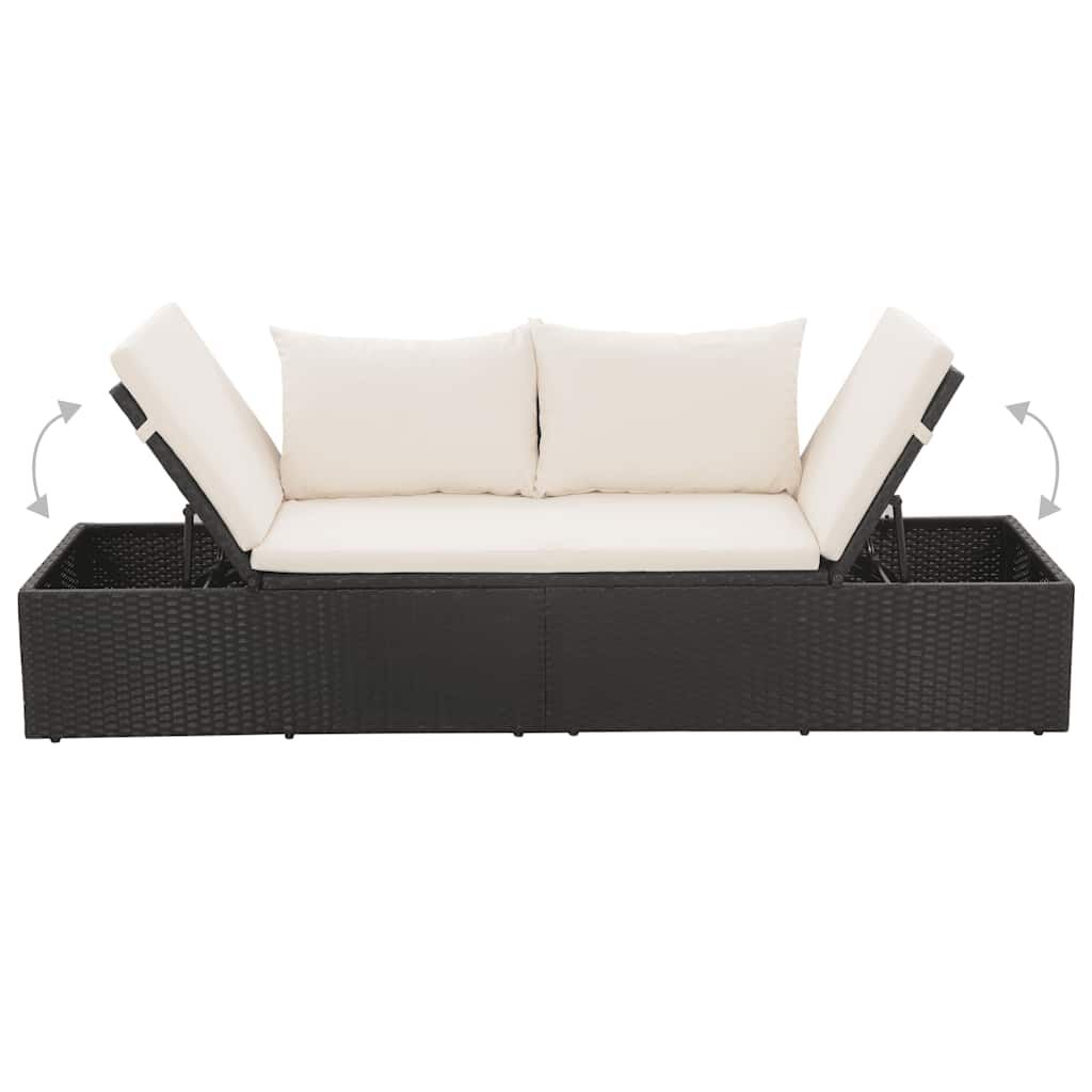 vidaXL Ξαπλώστρα - Κρεβάτι Κήπου Μαύρη 195 x 60 εκ. Συνθετικό Ρατάν