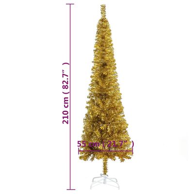 vidaXL Χριστουγεννιάτικο Δέντρο Slim Χρυσό 210 εκ.