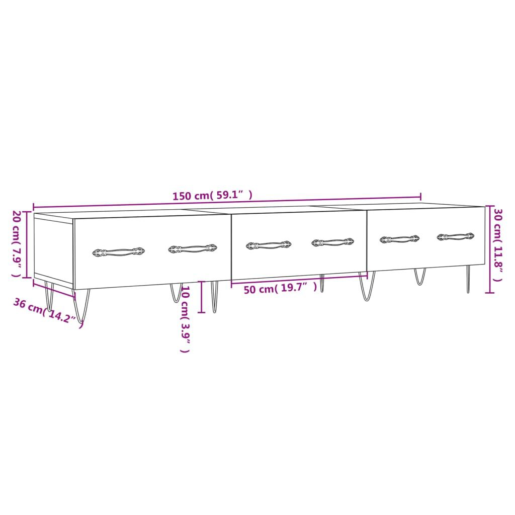 vidaXL Έπιπλο Τηλεόρασης Καπνιστή Δρυς 150x36x30 εκ. Επεξ. Ξύλο
