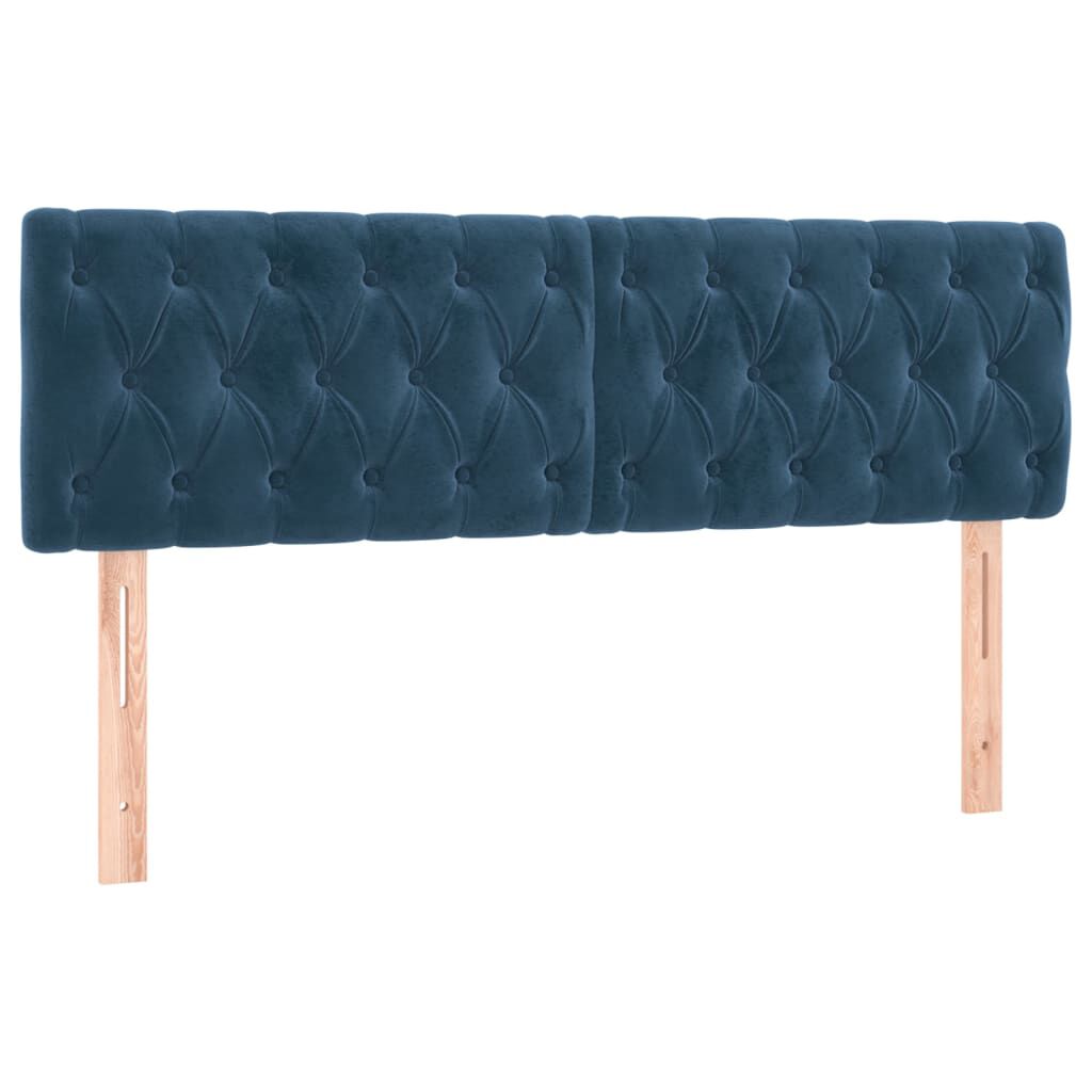 vidaXL Κρεβάτι Boxspring με Στρώμα & LED Σκ. Μπλε 160x200εκ. Βελούδινο