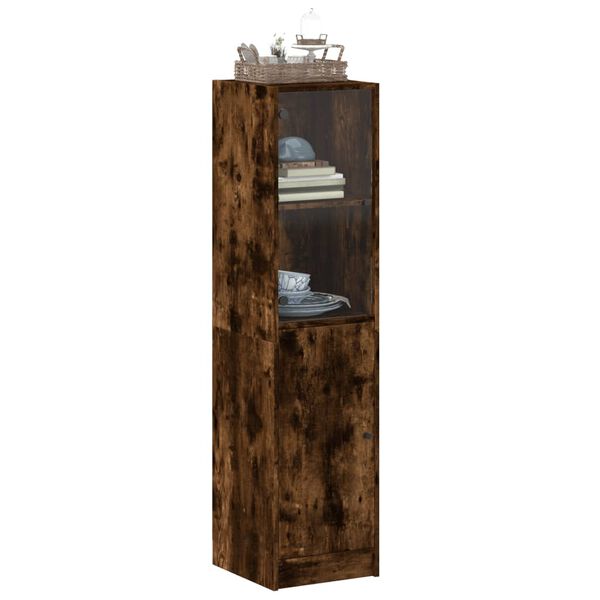 vidaXL Ντουλάπι Καπνιστή Δρυς 35x37x142 εκ. με Γυάλινη Πόρτα
