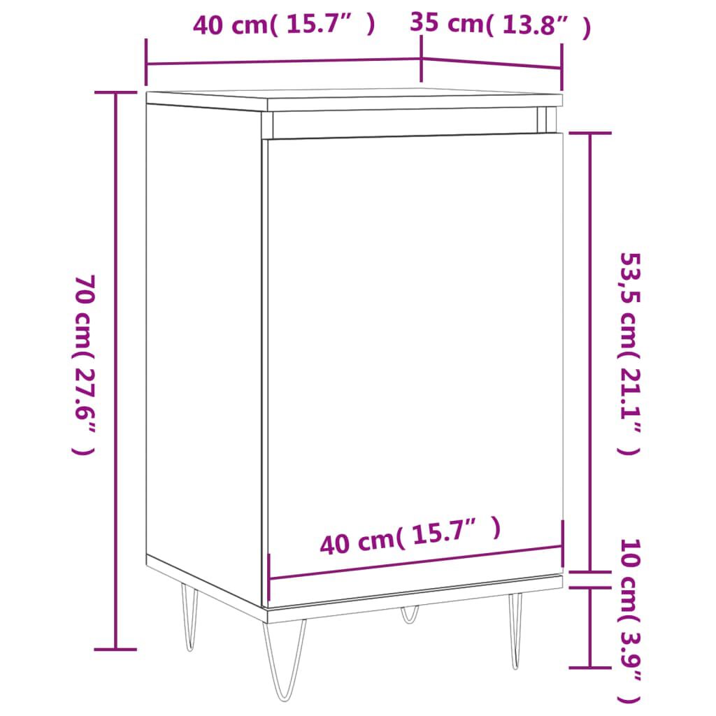vidaXL Ντουλάπια 2 τεμ. Γυαλιστ. Λευκό 40x35x70 εκ. από Επεξεργ. Ξύλο