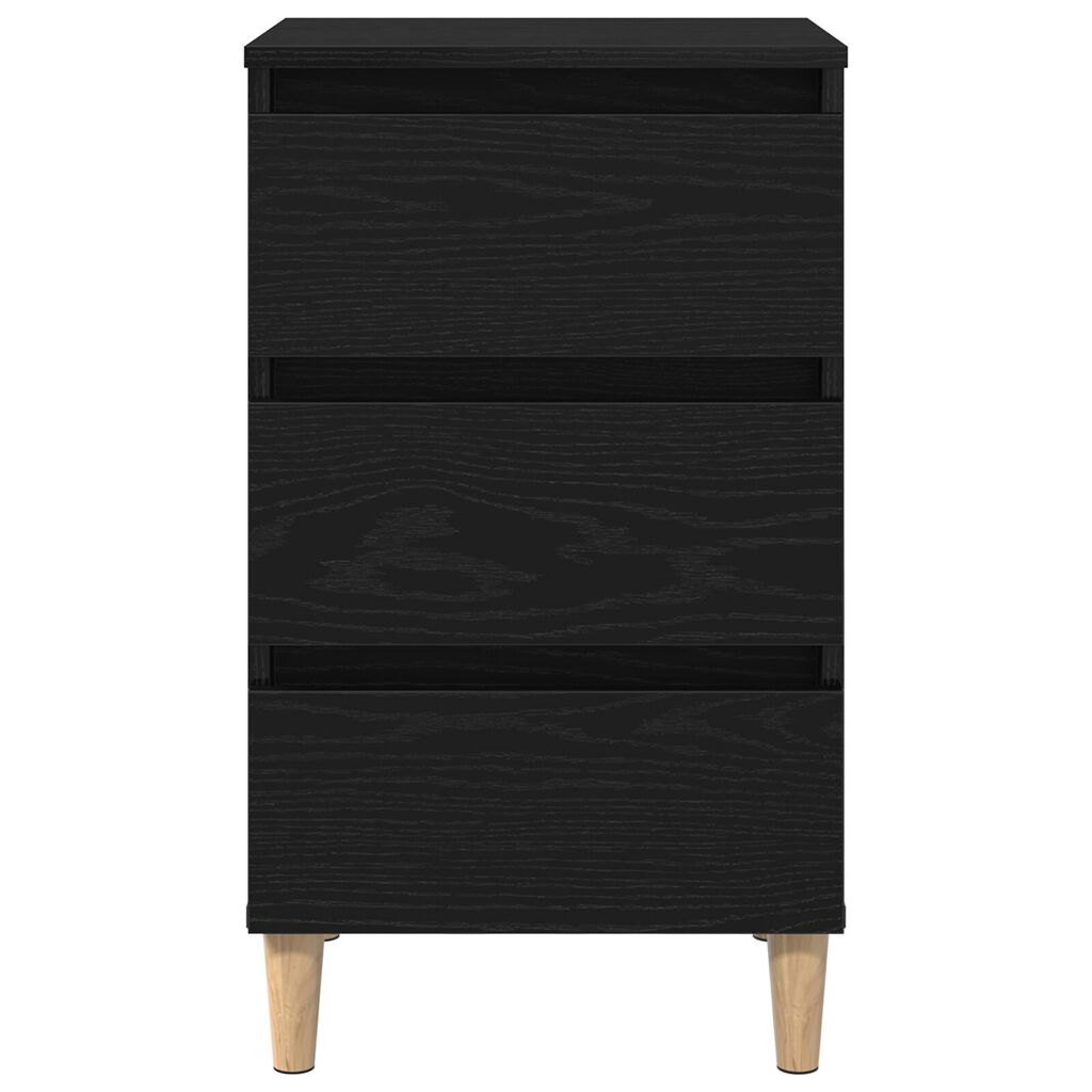 vidaXL Κομοδίνο με Ξύλινο Πόδι Μαύρη Δρυς 40x35x69 εκ