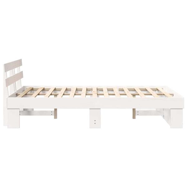 vidaXL Σκελετός Κρεβατιού Λευκό 140 x 190 cm Μασίφ ξύλο πεύκου