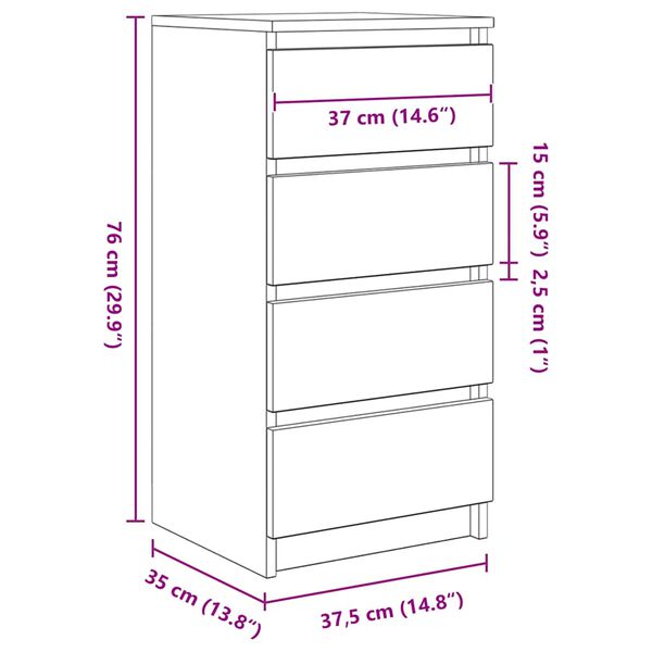 vidaXL Ραφιέρα Sonoma Δρυς 37,5x35x76 εκ. από Επεξεργ. Ξύλο