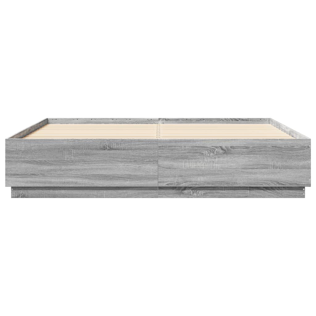 vidaXL Πλαίσιο Κρεβατιού με Φώτα LED Γκρι sonoma 200x200εκ. Επεξ. Ξύλο