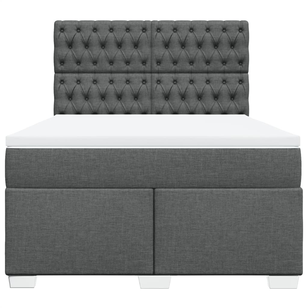 vidaXL Κρεβάτι Boxspring με Στρώμα Σκούρο Γκρι 160x200 εκ Υφασμάτινο