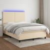 vidaXL &Kappa;&rho;&epsilon;&beta;ά&tau;&iota; Boxspring &mu;&epsilon; &Sigma;&tau;&rho;ώ&mu;&alpha; & LED &Kappa;&rho;&epsilon;&mu; 140x190 &epsilon;&kappa;. &Upsilon;&phi;&alpha;&sigma;&mu;ά&tau;&iota;&nu;&omicron;