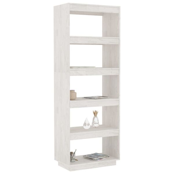 vidaXL Βιβλιοθήκη/Διαχωριστικό Χώρου Λευκό 60x35x167 εκ. Μασίφ Πεύκο