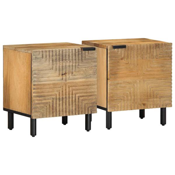 vidaXL Κομοδίνα 2 τεμάχια καφέ 40x33x46 cm από μασίφ ξύλο Mango