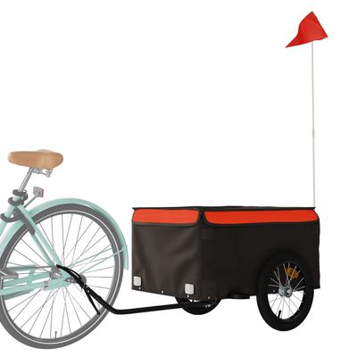 vidaXL Τρέιλερ Ποδηλάτου Μαύρο και Πορτοκαλί 45 Κιλά από Σίδερο