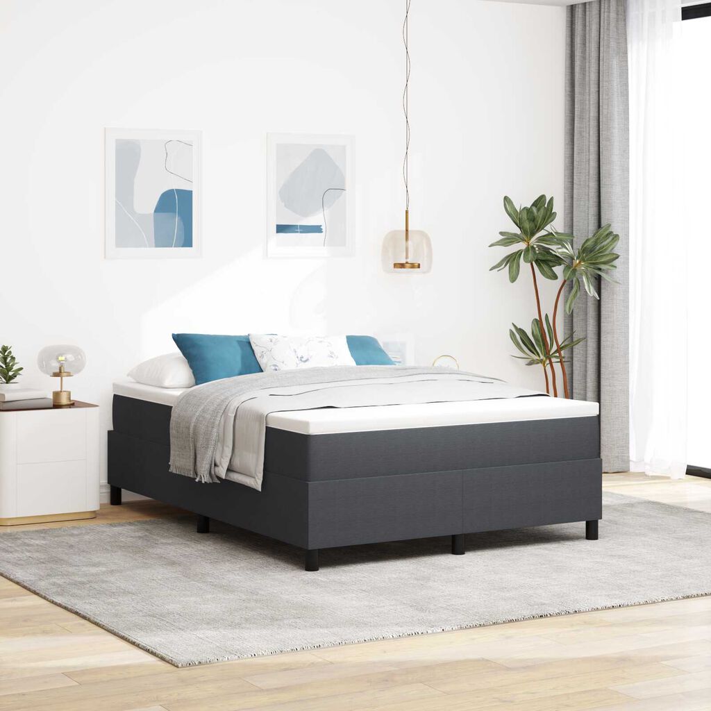 vidaXL Κρεβάτι Box Spring με Στρώμα σε Σκούρο Γκρι, 140x200 εκ., από βελουτέ ύφασμα.