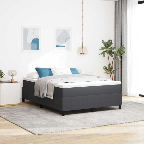 vidaXL Κρεβάτι Box Spring με Στρώμα σε Σκούρο Γκρι, 140x200 εκ., από βελουτέ ύφασμα.