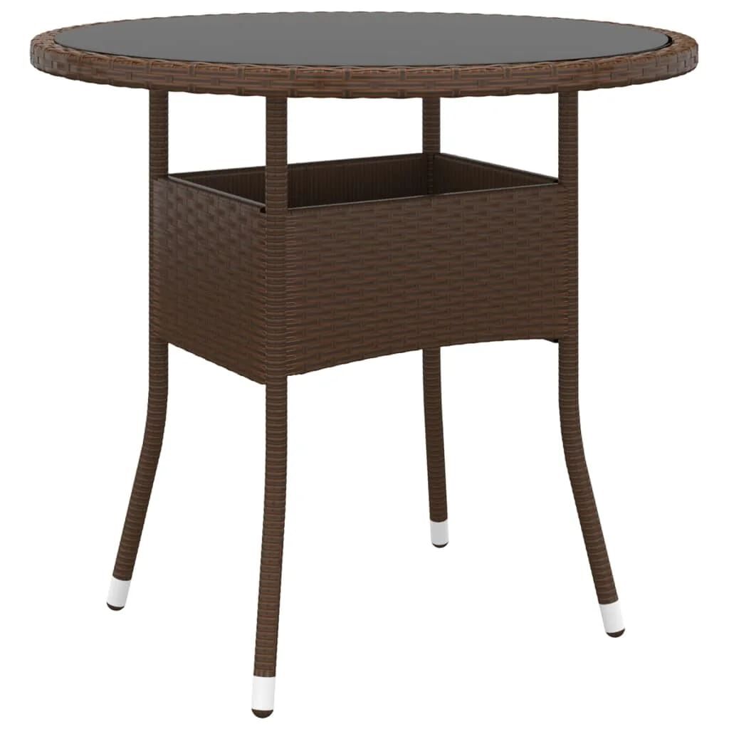 vidaXL Σετ Επίπλων Bistro Κήπου 5 τεμ. Καφέ Συνθ. Ρατάν/Ψημένο Γυαλί