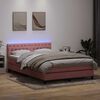 vidaXL &Kappa;&rho;&epsilon;&beta;ά&tau;&iota; Boxspring &mu;&epsilon; &Sigma;&tau;&rho;ώ&mu;&alpha; & LED &rho;&omicron;&zeta; 140x220 cm &Beta;&epsilon;&lambda;&omicron;ύ&delta;&iota;&nu;&omicron;