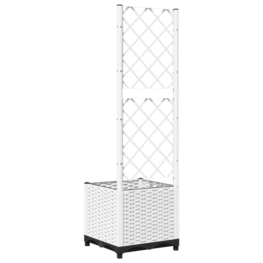 vidaXL Ζαρντινιέρα Κήπου με Καφασωτό Λευκή 40x40x136εκ. Πολυπροπυλένιο