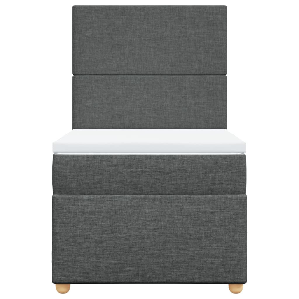 vidaXL Κρεβάτι Boxspring με Στρώμα Σκούρο Γκρι 90x190 εκ. Υφασμάτινο