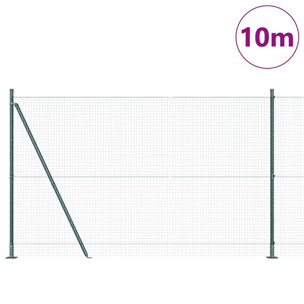 vidaXL Φράχτης με Στήλες. Πράσινο 1.5 x 10 m Ατσάλι