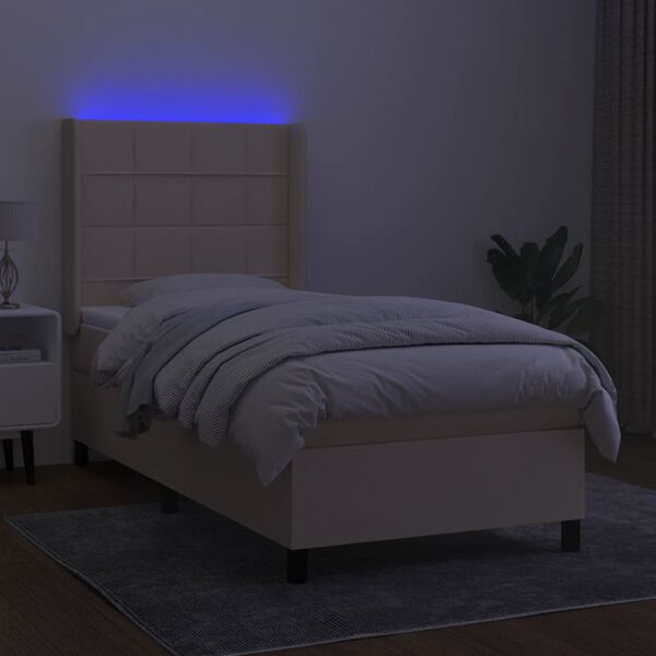 vidaXL &Kappa;&rho;&epsilon;&beta;ά&tau;&iota; Boxspring &mu;&epsilon; &Sigma;&tau;&rho;ώ&mu;&alpha; & LED &Kappa;&rho;&epsilon;&mu; 100x200 &epsilon;&kappa;. &Upsilon;&phi;&alpha;&sigma;&mu;ά&tau;&iota;&nu;&omicron;