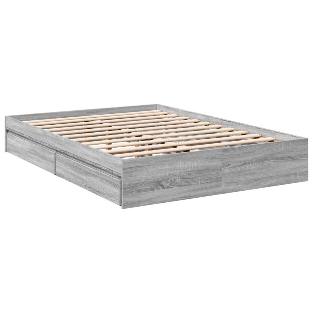 vidaXL Πλαίσιο Κρεβατιού με συρτάρια Γκρι sonoma 120x190εκ. Επεξ. Ξύλο