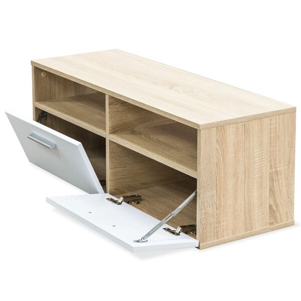vidaXL Έπιπλο Τηλεόρασης Δρυς / Λευκό 95 x 35 x 36 εκ. από Επεξ. Ξύλο