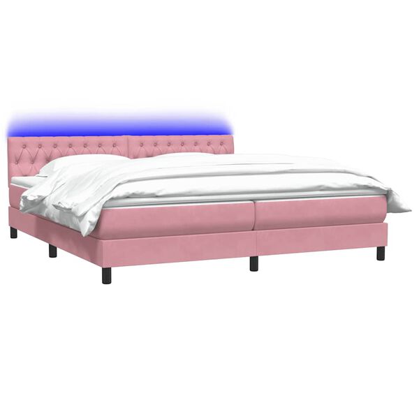 vidaXL &Kappa;&rho;&epsilon;&beta;ά&tau;&iota; Boxspring &mu;&epsilon; &Sigma;&tau;&rho;ώ&mu;&alpha; & LED &rho;&omicron;&zeta; 180x220 cm &Beta;&epsilon;&lambda;&omicron;ύ&delta;&iota;&nu;&omicron;
