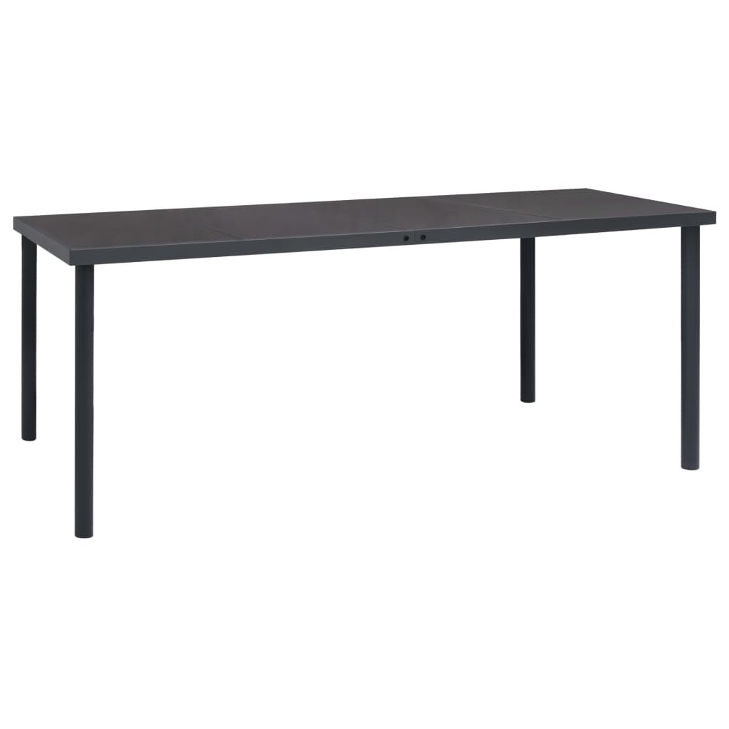 vidaXL Τραπεζαρία Εξωτερικού Χώρου Ανθρακί 190 x 90 x 74 εκ. Ατσάλινη