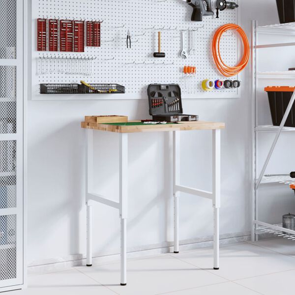 vidaXL Πάγκος Εργασίας Ορθογώνιος 80x60x(73-99,5)εκ Μασίφ Ξύλο Ακακίας