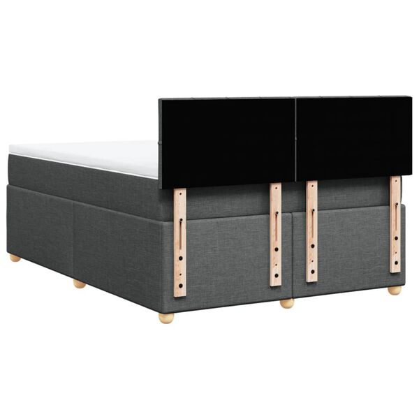vidaXL Κρεβάτι Boxspring με Στρώμα Σκούρο Γκρι 140x200 εκ Υφασμάτινο