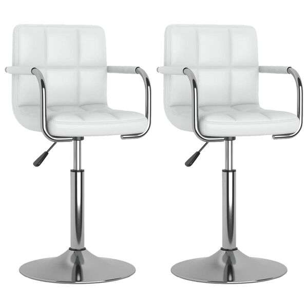 vidaXL Καρέκλες Τραπεζαρίας Περιστρεφόμενες 2 τεμ. Λευκές Συνθ. Δέρμα