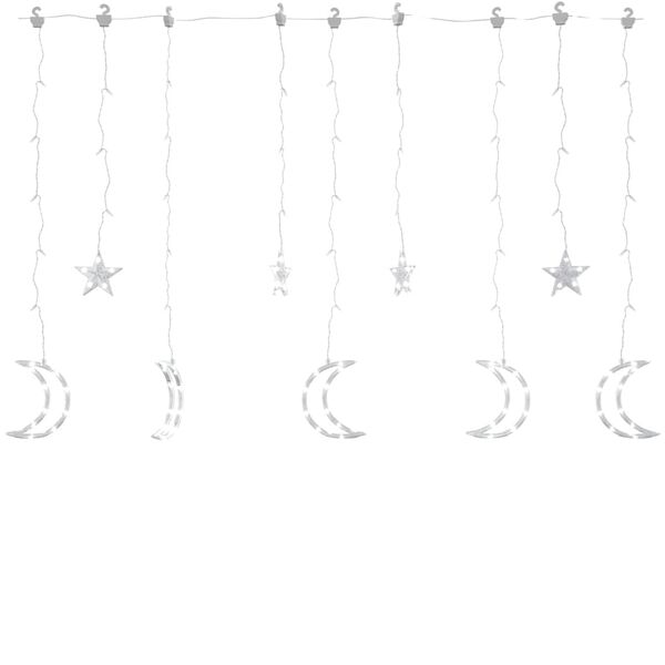 vidaXL Λαμπάκια σε Σχήμα Αστέρι & Φεγγάρι Ψυχρό Λευκό Χειριστ. 138 LED