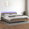 vidaXL &Kappa;&rho;&epsilon;&beta;ά&tau;&iota; Boxspring &mu;&epsilon; &Sigma;&tau;&rho;ώ&mu;&alpha; & LED Taupe 200x200 &epsilon;&kappa;. &Upsilon;&phi;&alpha;&sigma;&mu;ά&tau;&iota;&nu;&omicron;