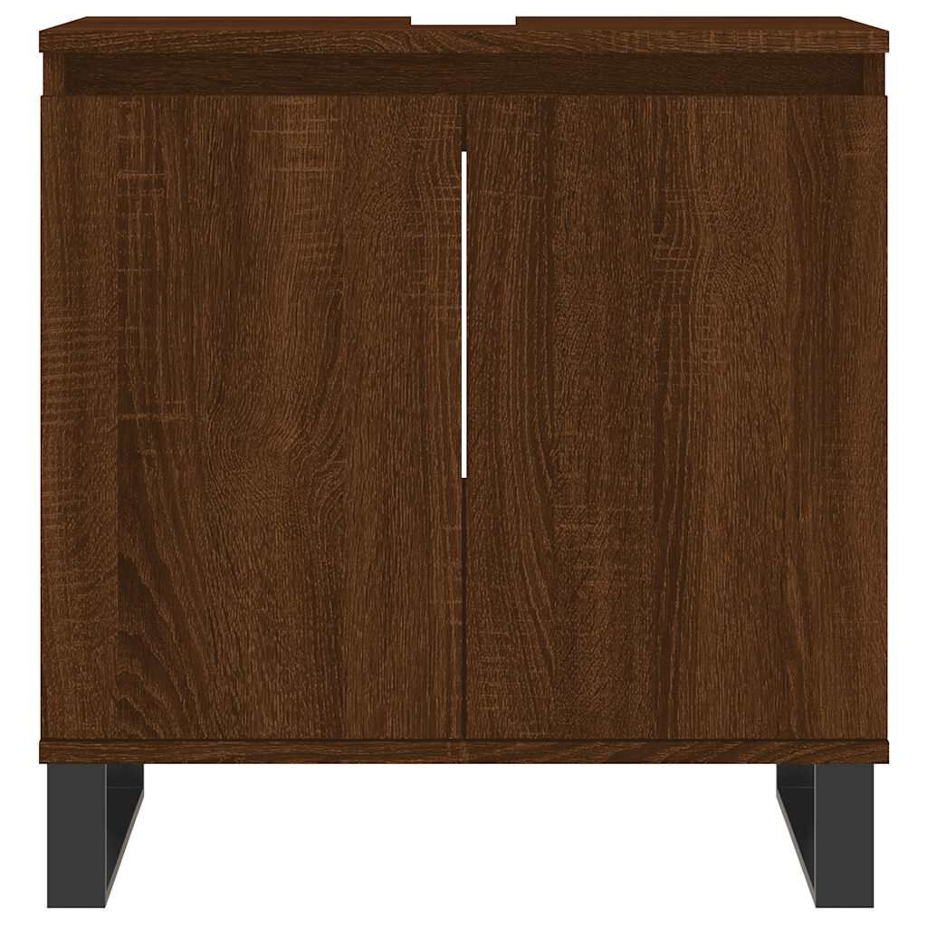vidaXL Ντουλάπι Μπάνιου Καφέ Δρυς 58 x 33 x 60 εκ. από Επεξεργ. Ξύλο