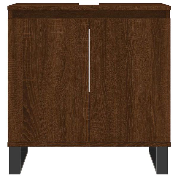 vidaXL Ντουλάπι Μπάνιου Καφέ Δρυς 58 x 33 x 60 εκ. από Επεξεργ. Ξύλο