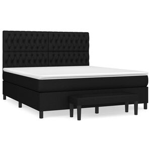 vidaXL Κρεβάτι Boxspring με Στρώμα Μαύρο 180x200 εκ. Υφασμάτινο
