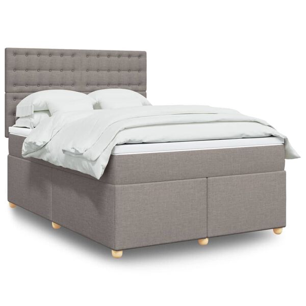 vidaXL &Kappa;&rho;&epsilon;&beta;ά&tau;&iota; Boxspring &mu;&epsilon; &Sigma;&tau;&rho;ώ&mu;&alpha; Taupe 160x200 &epsilon;&kappa;. &Upsilon;&phi;&alpha;&sigma;&mu;ά&tau;&iota;&nu;&omicron;