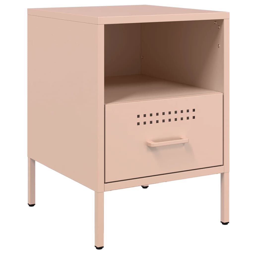vidaXL Κομοδίνο Ροζ 36x39x50,5 εκ. από Χάλυβα