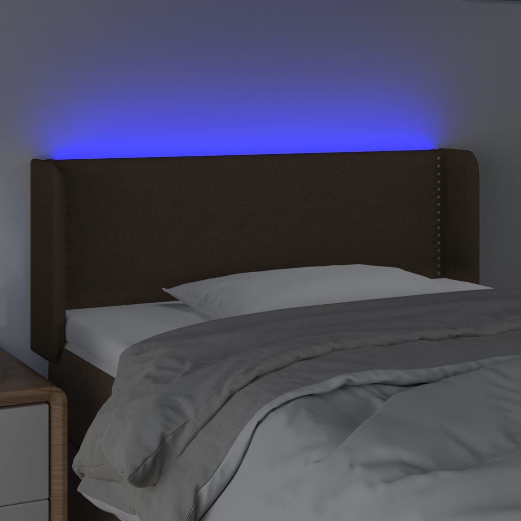 vidaXL Κεφαλάρι Κρεβατιού LED Σκούρο Καφέ 83x16x78/88 εκ. Υφασμάτινο