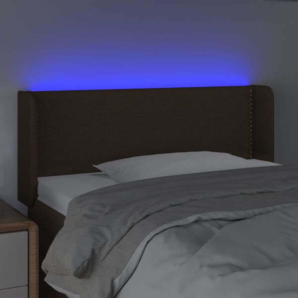 vidaXL Κεφαλάρι Κρεβατιού LED Σκούρο Καφέ 83x16x78/88 εκ. Υφασμάτινο