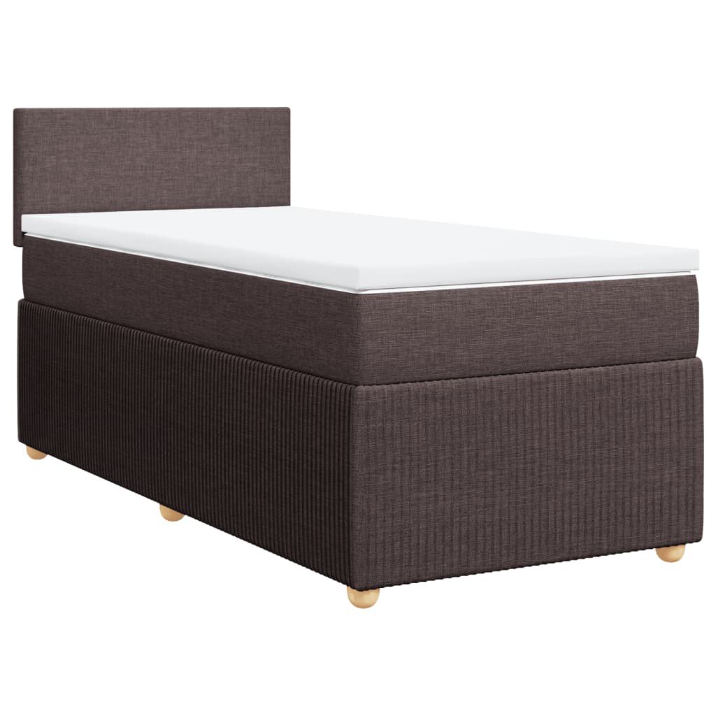 vidaXL Κρεβάτι Boxspring με Στρώμα Σκούρο Καφέ 90x190 εκ. Υφασμάτινο