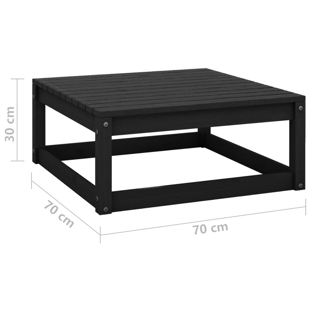 vidaXL Υποπόδιο Κήπου 70 x 70 x 30 εκ. από Μασίφ Ξύλο Πεύκου Μαύρο