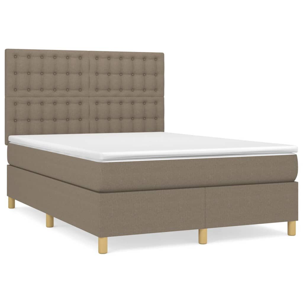 vidaXL Κρεβάτι Boxspring με Στρώμα Taupe 140x200 εκ. Υφασμάτινο