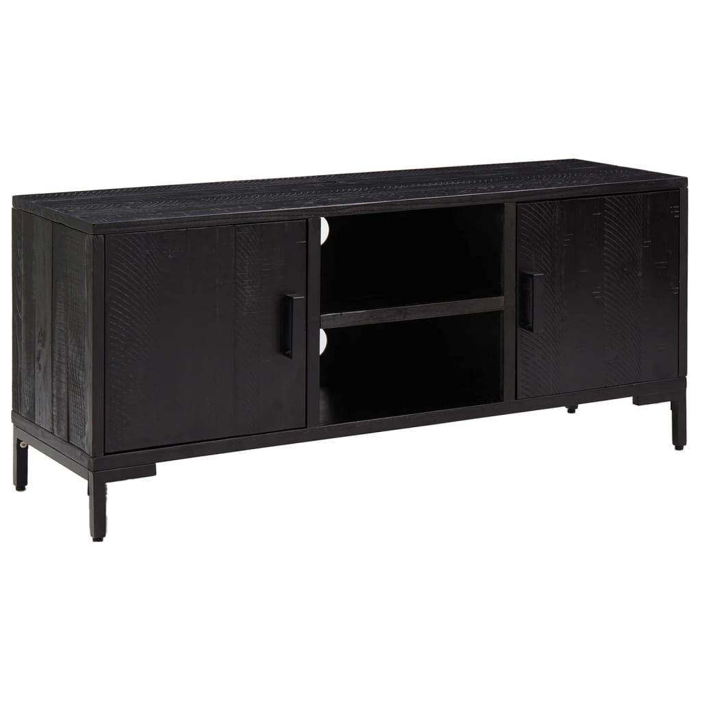 vidaXL Έπιπλο Τηλεόρασης Μαύρο 110 x 35 x 48 εκ. από Μασίφ Ξύλο Πεύκου