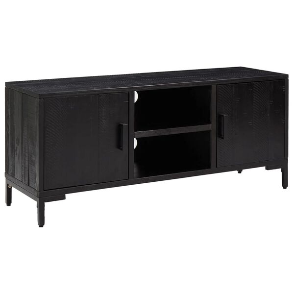 vidaXL Έπιπλο Τηλεόρασης Μαύρο 110 x 35 x 48 εκ. από Μασίφ Ξύλο Πεύκου